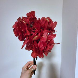 Red Flower With Gold Glitter Bouquet with black leaves